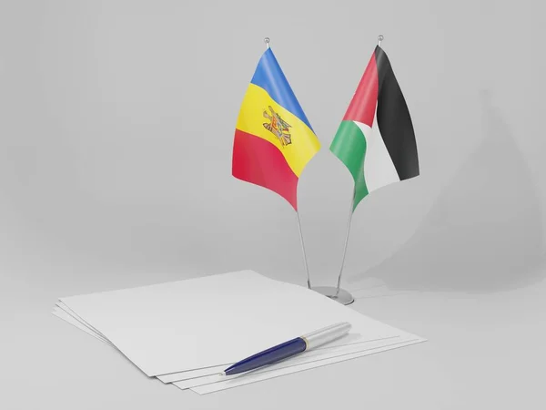 Giordania Bandiere Dell Accordo Moldova Sfondo Bianco Render — Foto Stock