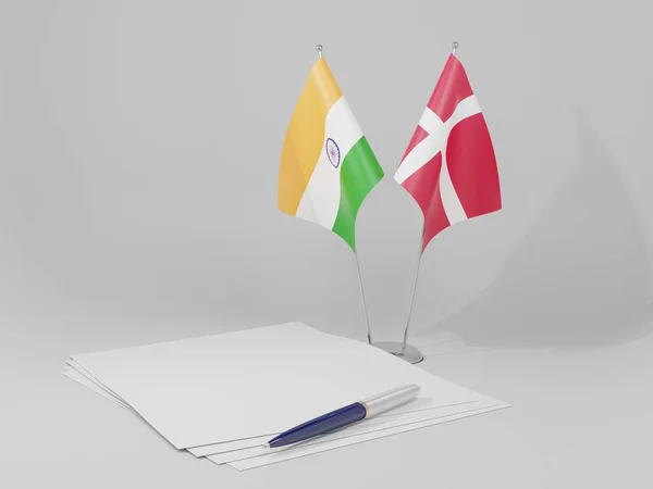 デンマーク インドの協定旗 白い背景 3Dレンダリング — ストック写真