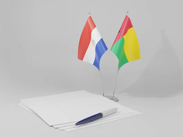 Guinée Bissau Drapeaux Accord Paraguay Fond Blanc Render — Photo