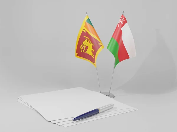 Oman Sri Lanka Abkommen Flaggen Weißer Hintergrund Render — Stockfoto