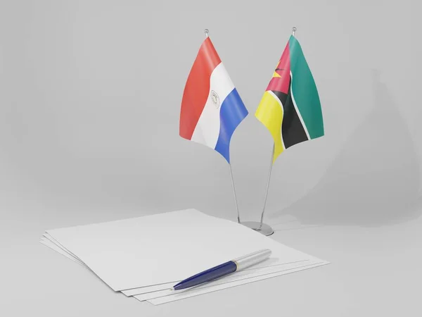 Mosambik Paraguay Agreement Flags Bílé Pozadí Vykreslování — Stock fotografie