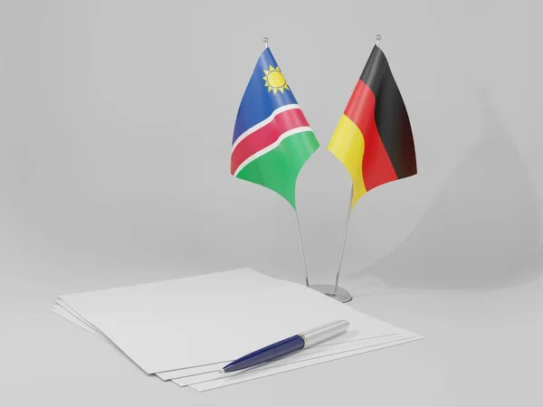 Alemania Banderas Del Acuerdo Namibia Fondo Blanco Render — Foto de Stock