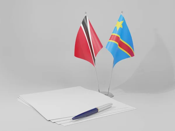 Congo Democrrepublic Trinidad Tobago Agreement Flags White Background Render — стокове фото