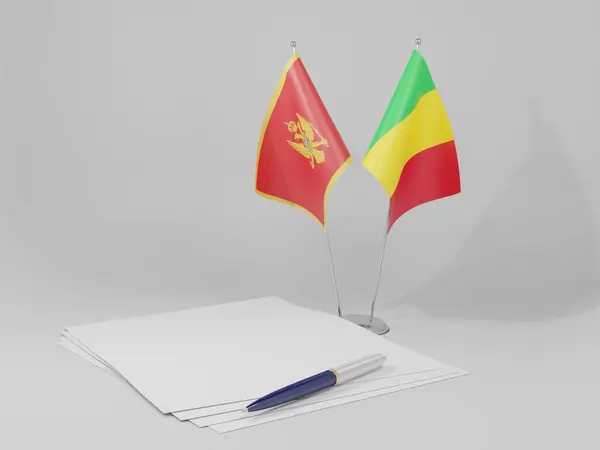 Overeenkomst Tussen Mali Montenegro Vlaggen Witte Achtergrond Render — Stockfoto