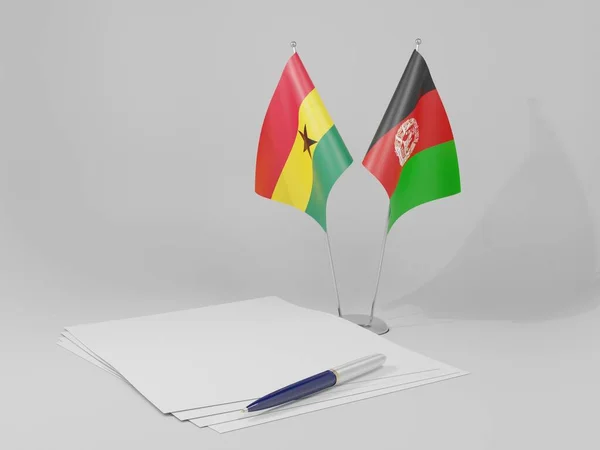 Afeganistão Bandeiras Acordo Gana Fundo Branco Render — Fotografia de Stock