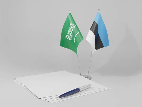 Estonia Saudi Arabia Agreement Flags White Background Render — Stock Photo, Image