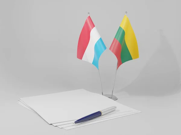 Litouwen Overeenkomst Van Luxemburg Vlaggen Witte Achtergrond Render — Stockfoto