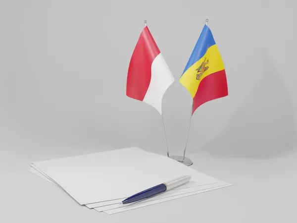 Moldavie Drapeaux Accord Monaco Fond Blanc Render — Photo