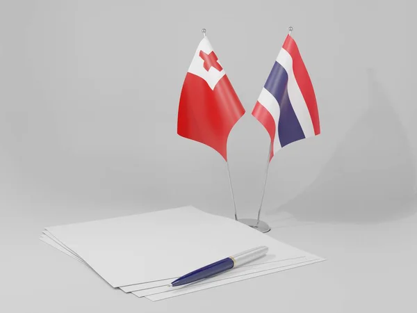 Thaïlande Drapeaux Accord Tonga Fond Blanc Render — Photo