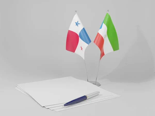 Guinée Équatoriale Drapeaux Accord Panama Fond Blanc Render — Photo