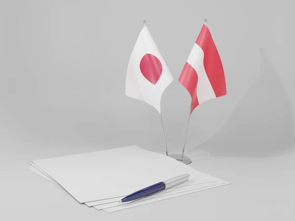 Austria Japan Agreement Flags White Background Render — стокове фото