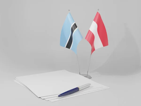 奥地利 博茨瓦纳协定旗帜 白色背景 3D渲染 — 图库照片