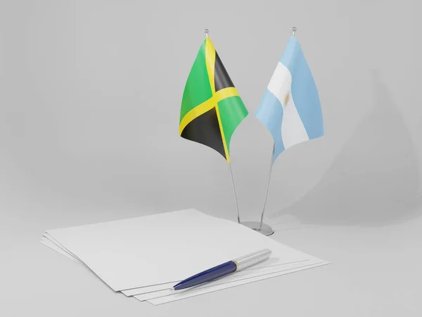 Argentina Banderas Del Acuerdo Jamaica Fondo Blanco Render — Foto de Stock