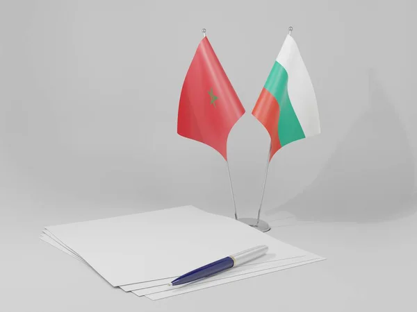 Bulgaria Banderas Del Acuerdo Marruecos Fondo Blanco Render — Foto de Stock