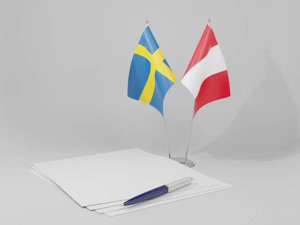 Περού Σουηδία Σημαίες Συμφωνία Λευκό Φόντο Render — Φωτογραφία Αρχείου