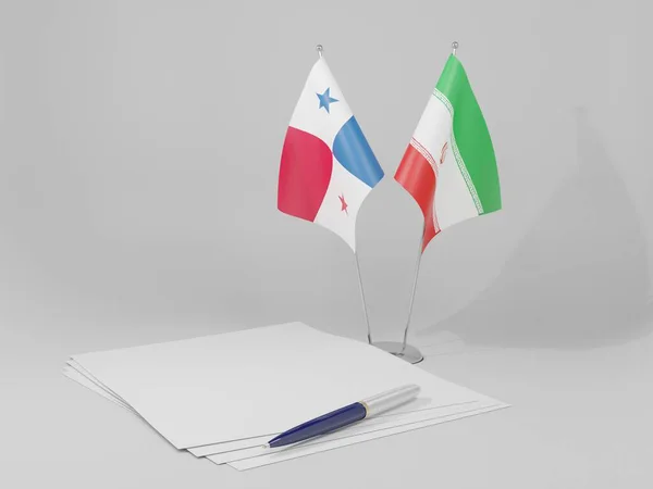 Ιράν Panama Agreement Flags Λευκό Φόντο Render — Φωτογραφία Αρχείου