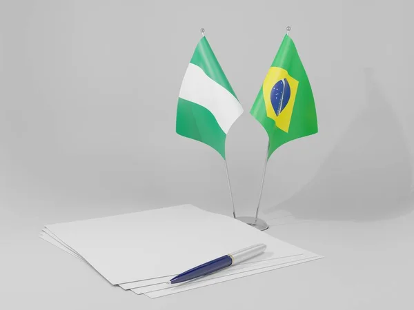 Brazílie Nigérie Dohody Vlajky Bílé Pozadí Vykreslování — Stock fotografie