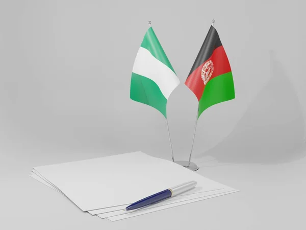 Afeganistão Nigéria Bandeiras Acordo Fundo Branco Render — Fotografia de Stock