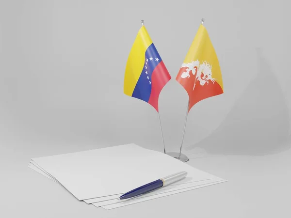 Bhutan Venezuela Agreement Flags White Background Render — Stock Photo, Image
