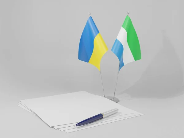 Sierra Leone Ukraine Drapeaux Accord Fond Blanc Render — Photo