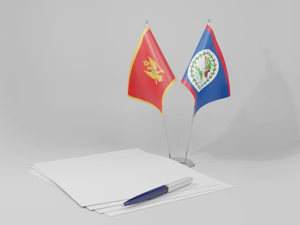 Belize Montenegro Agreement Flags White Background Render — Stock Photo, Image