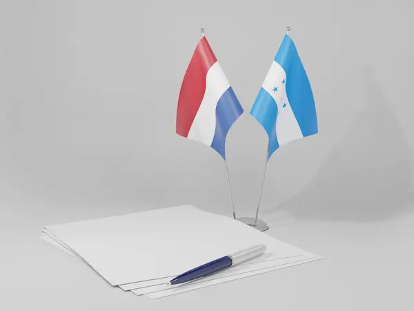 Σημαίες Συμφωνιών Ονδούρας Ολλανδίας Λευκό Φόντο Render — Φωτογραφία Αρχείου