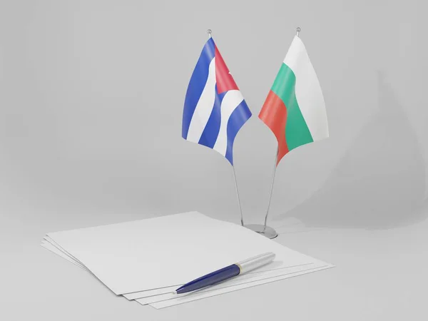保加利亚 古巴协定旗帜 白色背景 3D渲染 — 图库照片
