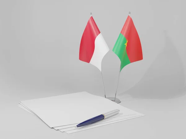Burkina Faso Indonésia Acordo Bandeiras Fundo Branco Render — Fotografia de Stock