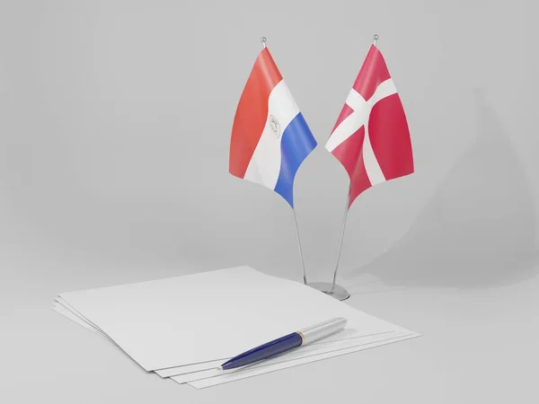 デンマーク パラグアイ協定旗 3Dレンダリング — ストック写真