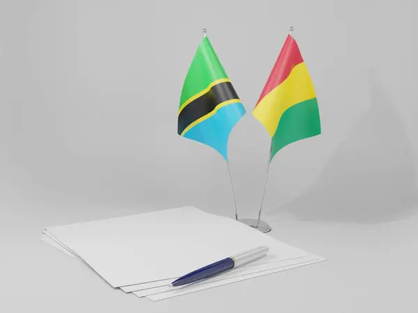 Guinea Bandiere Dell Accordo Tanzania Sfondo Bianco Render — Foto Stock