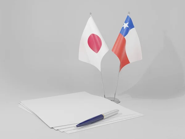 Chile Japonsko Dohody Vlajky Bílé Pozadí Vykreslování — Stock fotografie