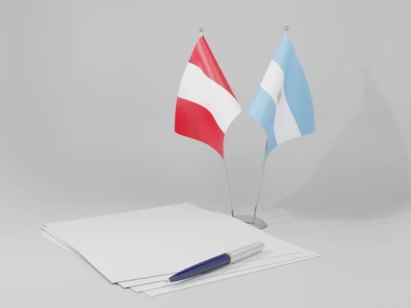 Αργεντινή Περού Συμφωνία Σημαίες Λευκό Φόντο Render — Φωτογραφία Αρχείου