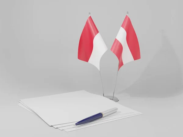 Oostenrijk Indonesië Overeenkomst Vlaggen Witte Achtergrond Render — Stockfoto