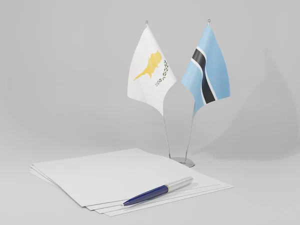 Botswana Banderas Del Acuerdo Chipre Fondo Blanco Render —  Fotos de Stock