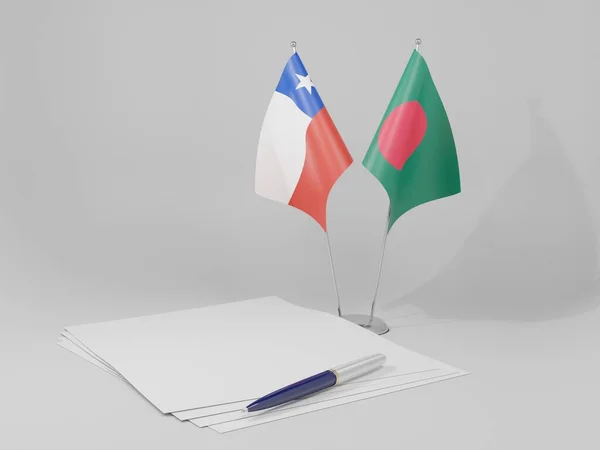Bangladesh Chile Bandeiras Acordo Fundo Branco Render — Fotografia de Stock