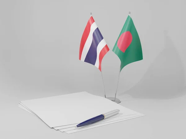 Bangladesh Banderas Del Acuerdo Tailandia Fondo Blanco Render —  Fotos de Stock