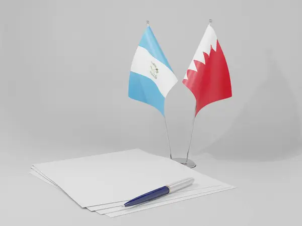 Bahrein Guatemala Megállapodás Zászlók Fehér Háttér Render — Stock Fotó