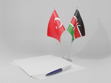 Kenya - Turkey Agreement Flags, White Background - 3D Render clipart