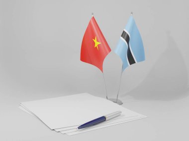 Botswana - Vietnam Anlaşması Bayrakları, Beyaz Arkaplan - 3D Yapılandırma