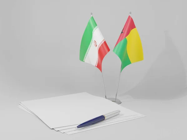 Guiné Bissau Acordo Irã Bandeiras Fundo Branco Render — Fotografia de Stock