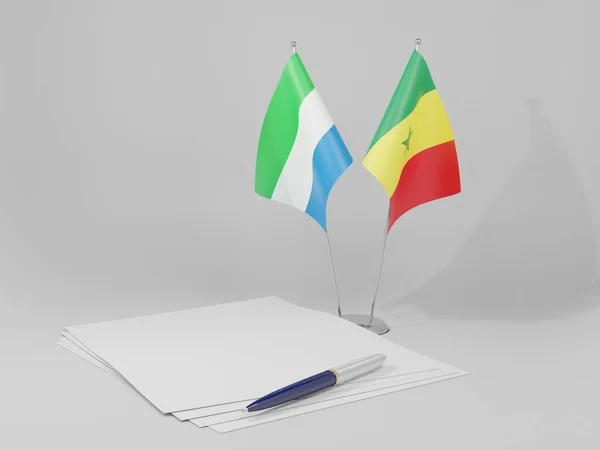 Drapeaux Accord Sénégal Sierra Leone Fond Blanc Render — Photo