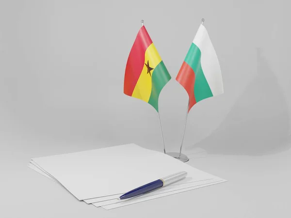 Болгарія Гана Угода Прапори Білий Фон Рендер — стокове фото