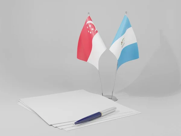 Guatemala Acordo Singapura Bandeiras Fundo Branco Render — Fotografia de Stock