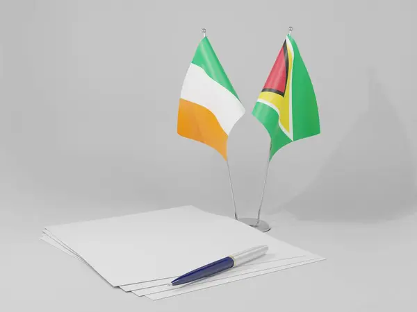 Guyana Bandiere Dell Accordo Irlanda Sfondo Bianco Render — Foto Stock