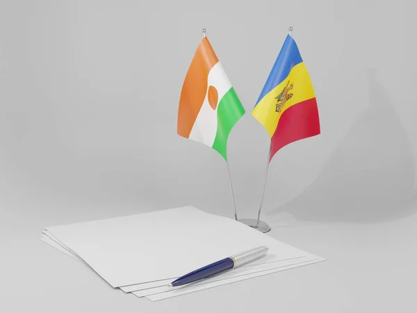 Moldavie Drapeaux Accord Niger Fond Blanc Render — Photo