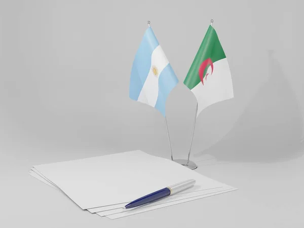 Argélia Argentina Acordo Bandeiras Fundo Branco Render — Fotografia de Stock