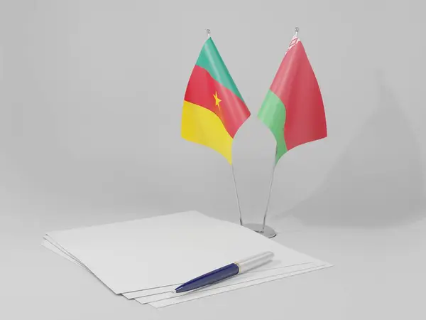 Biélorussie Drapeaux Accord Cameroun Fond Blanc Render — Photo