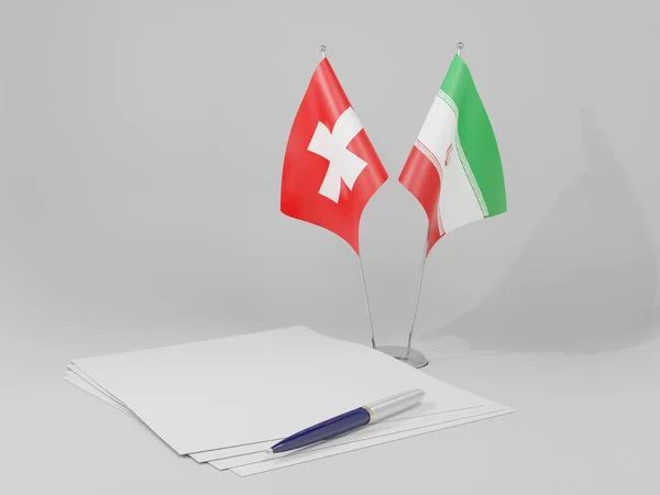 Iran Switzerland Agreement Flags White Background Render — Stock Photo, Image