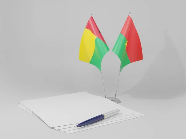 Burkina Faso Gwinea Bissau Umowa Flagi Białe Tło Render — Zdjęcie stockowe