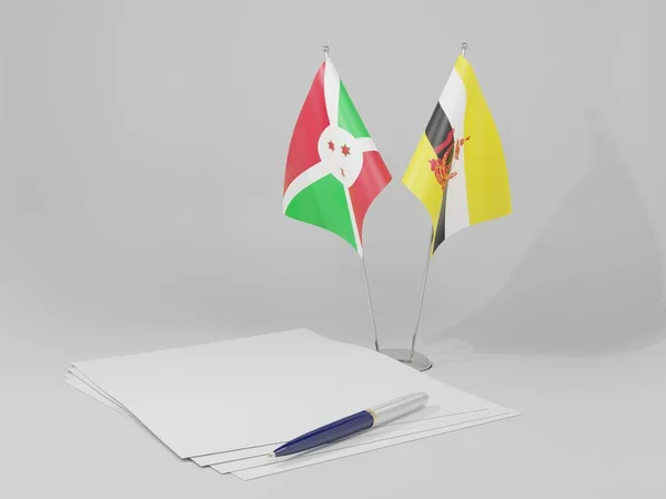 Brunei Burundi Agreement Flags White Background Render — стокове фото